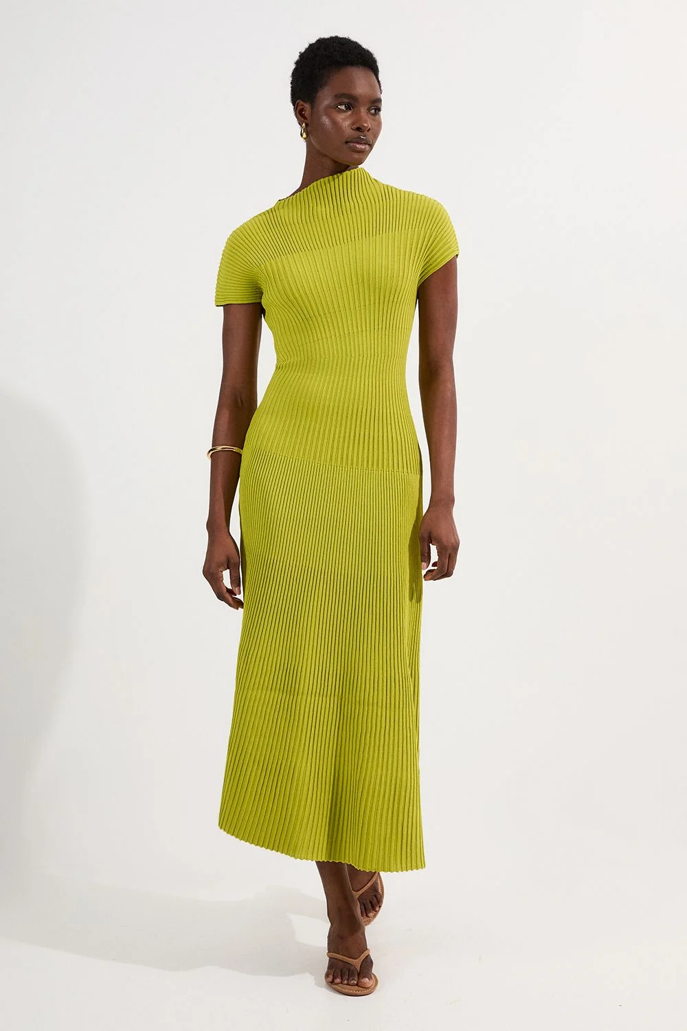 Stitch Detail Knit Midi Dress - 1