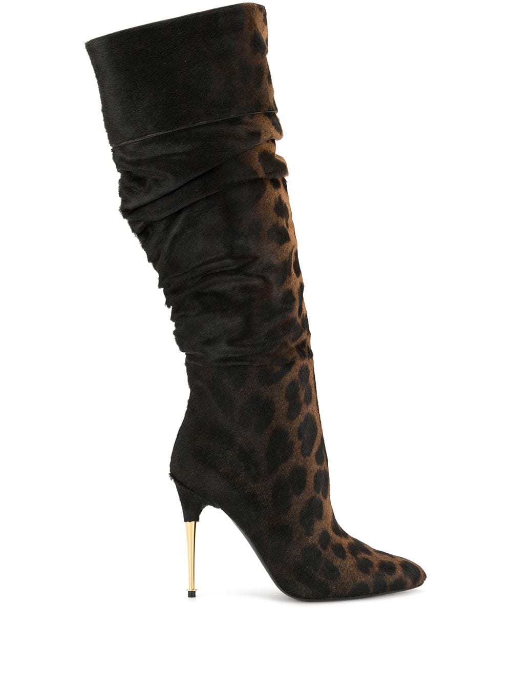 leopard print knee-length boots - 1