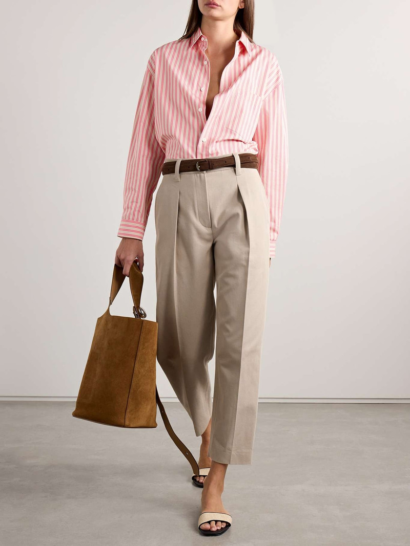 MATTEAU Striped organic cotton-poplin shirt Pink outlook