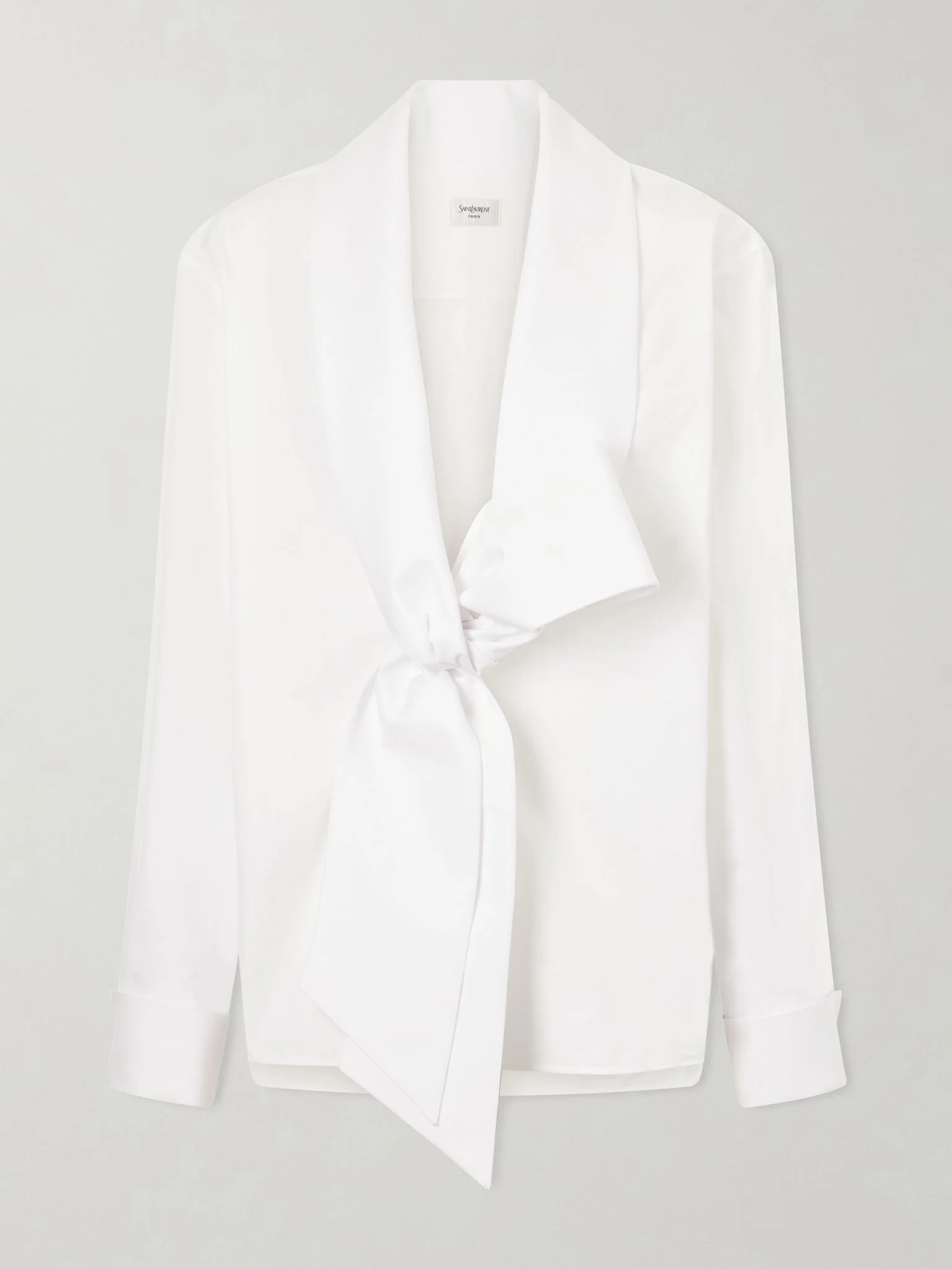 Scarf-detailed cotton-poplin shirt White - 1