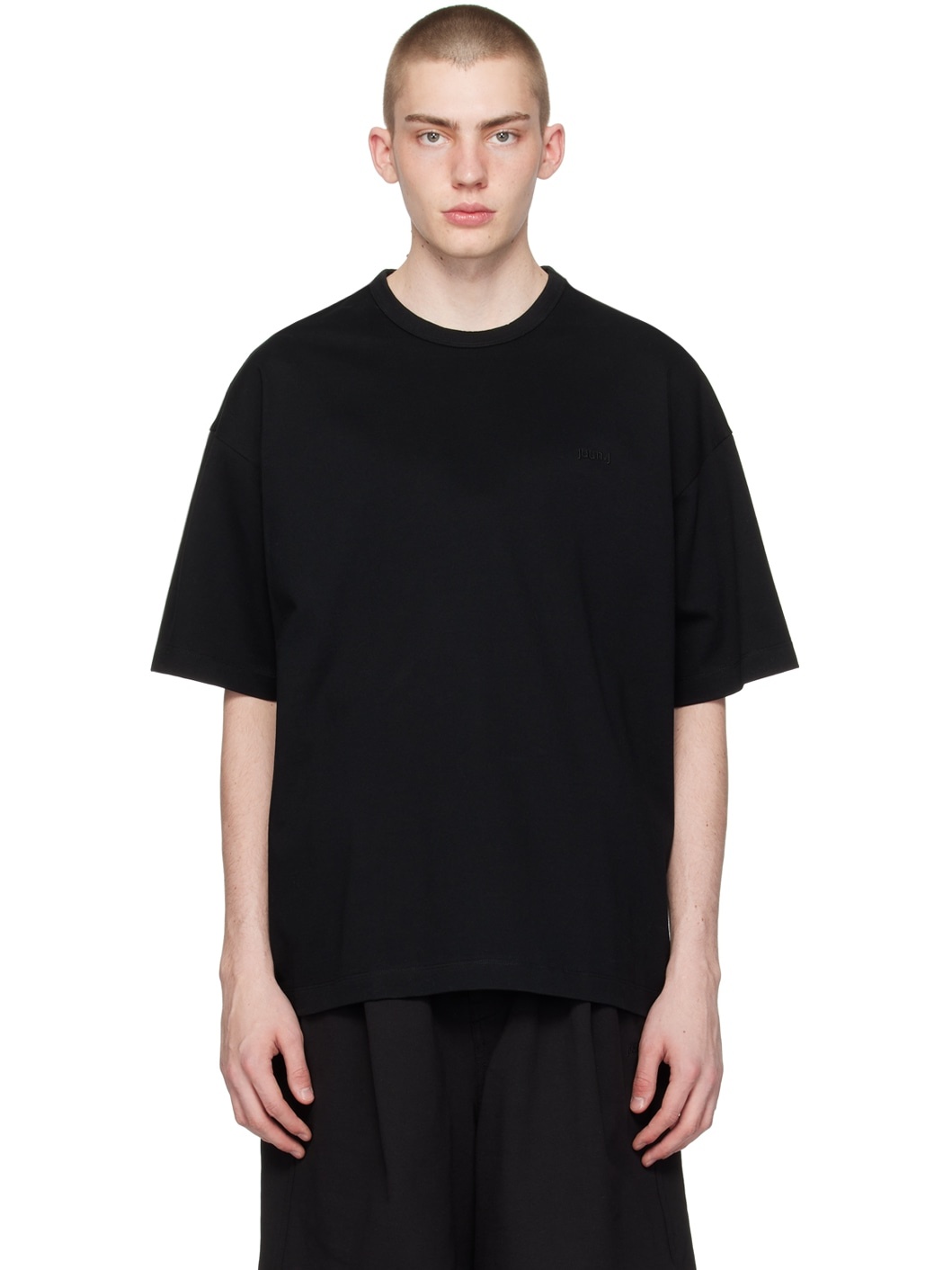 Black Embroidered T-Shirt - 1