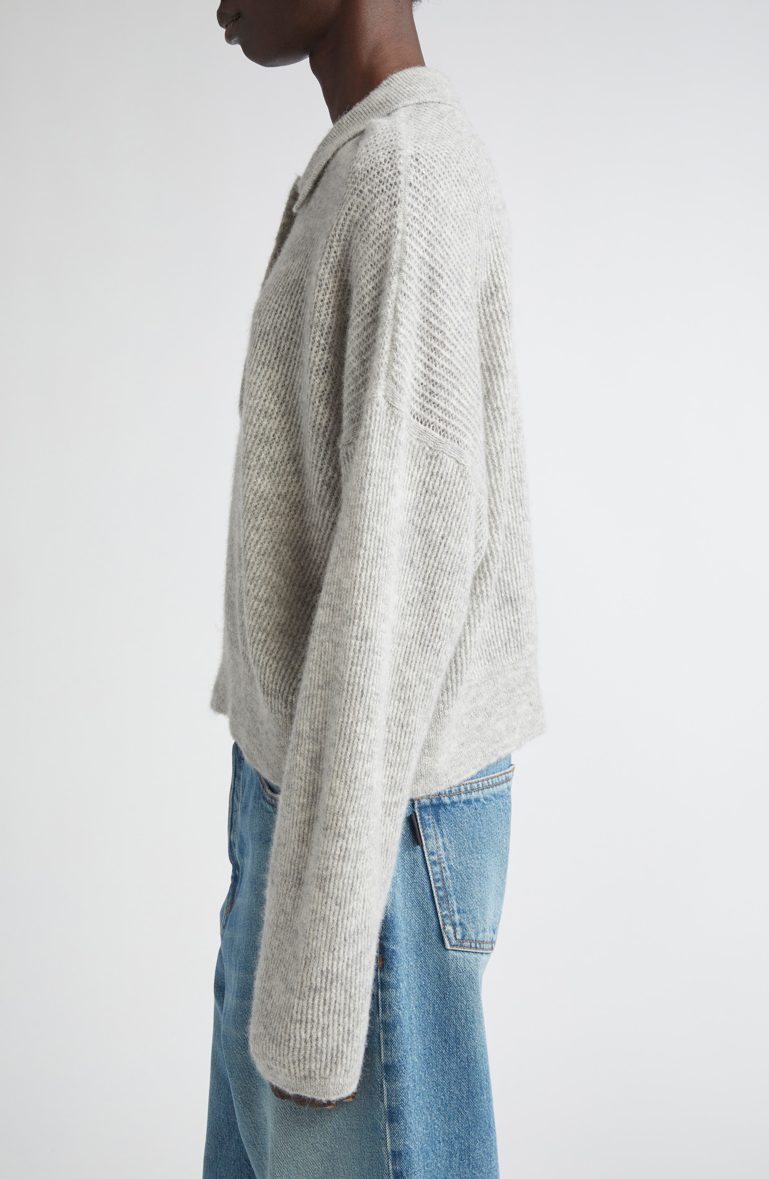 Haikure Vicky Alpaca & Wool Blend Rib Polo in Pearl at Nordstrom - 4