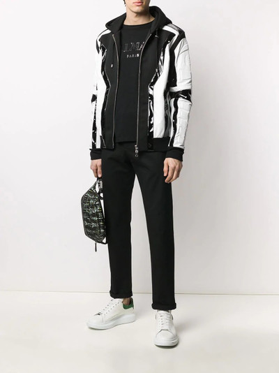 Balmain panelled two-tone hoodie outlook