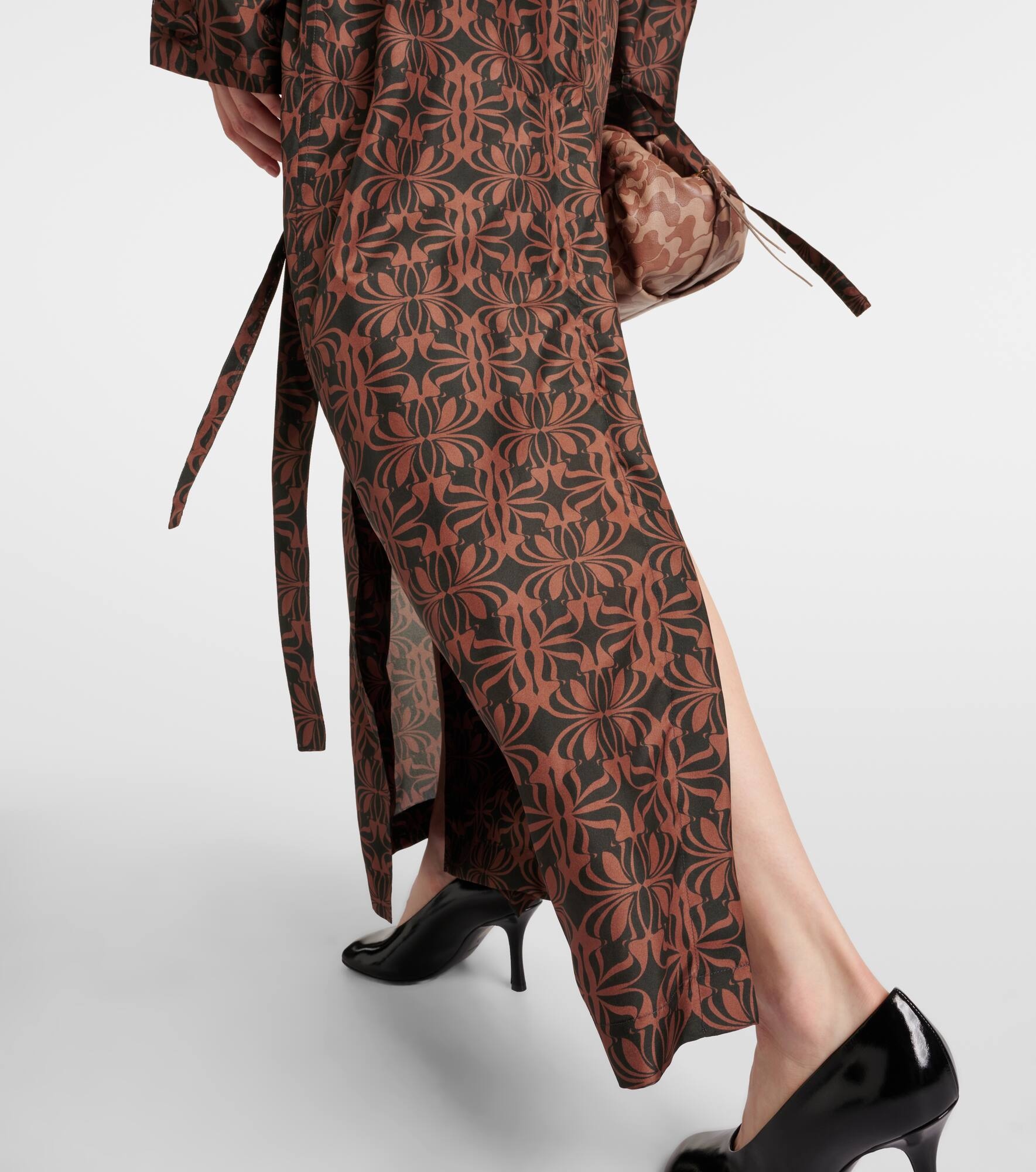 Printed silk satin trench coat - 7