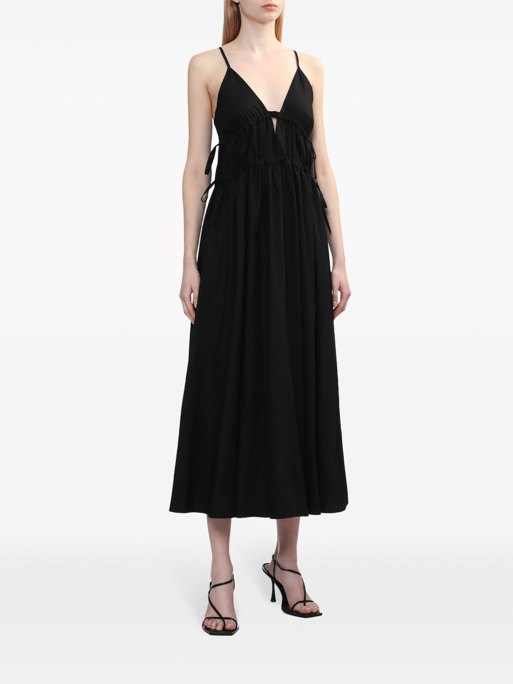 Miranda tie-detail cotton midi dress - 2