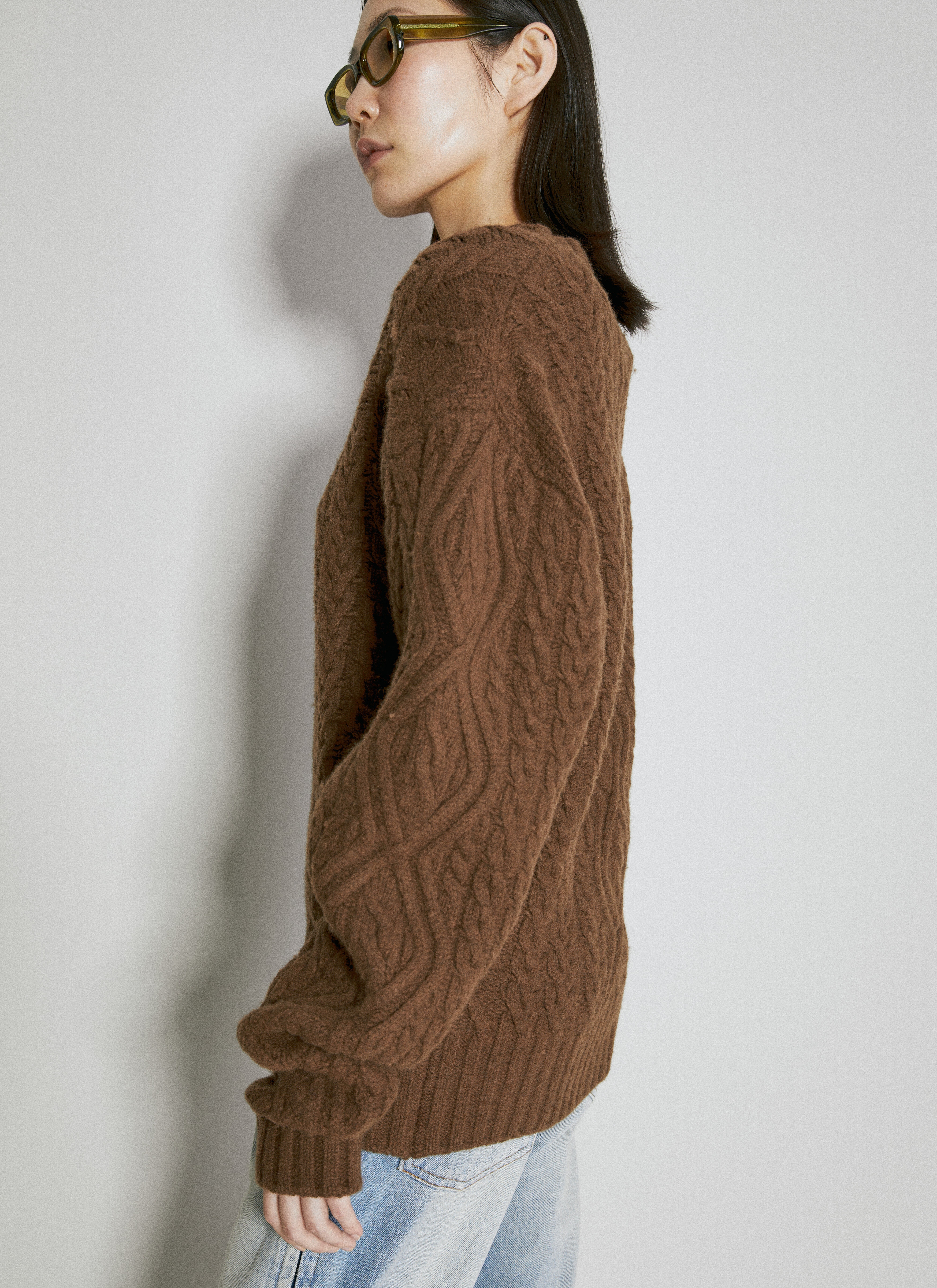 Wool Cable Knit Sweater - 4