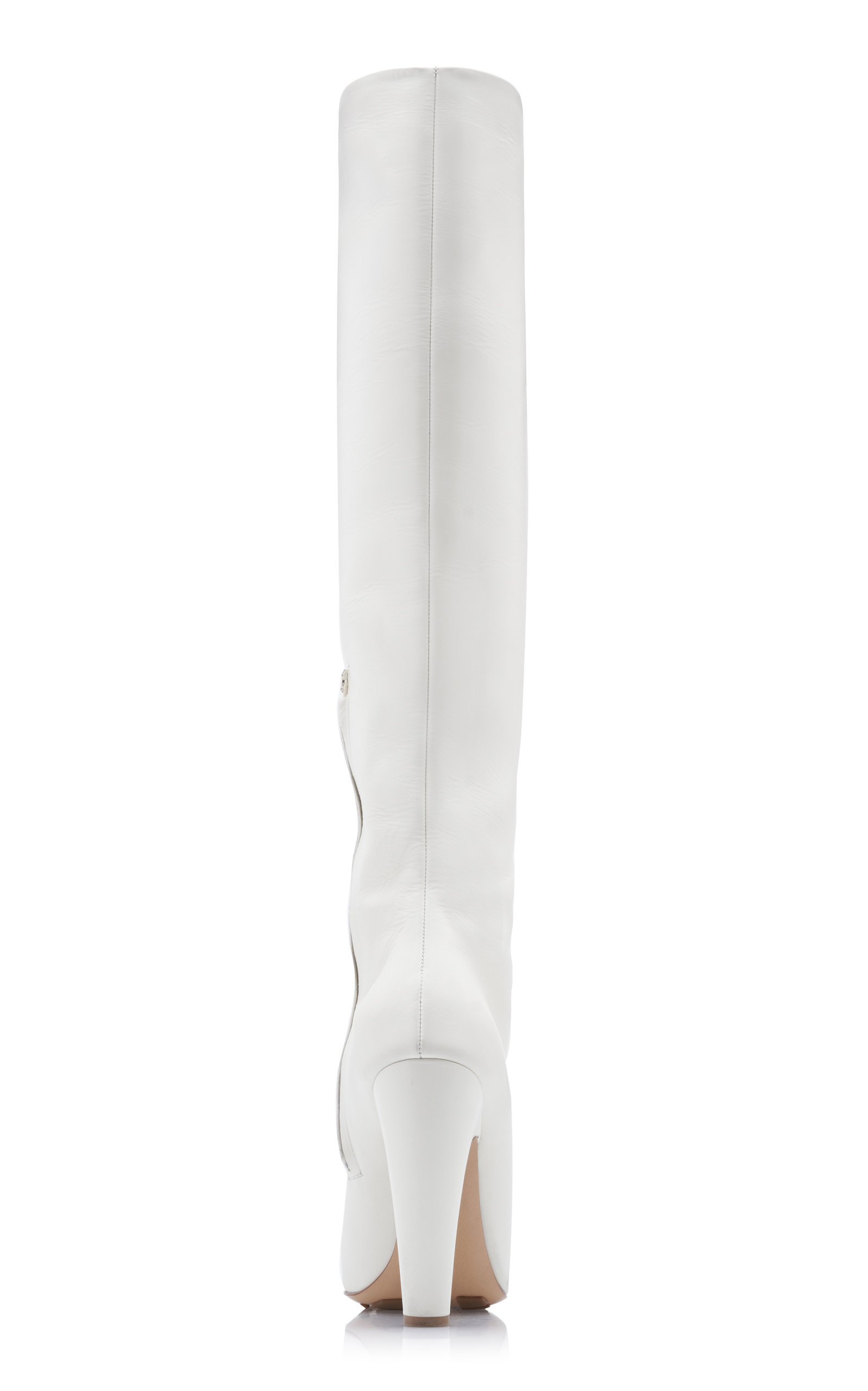 Knee-High Leather Boots white - 8