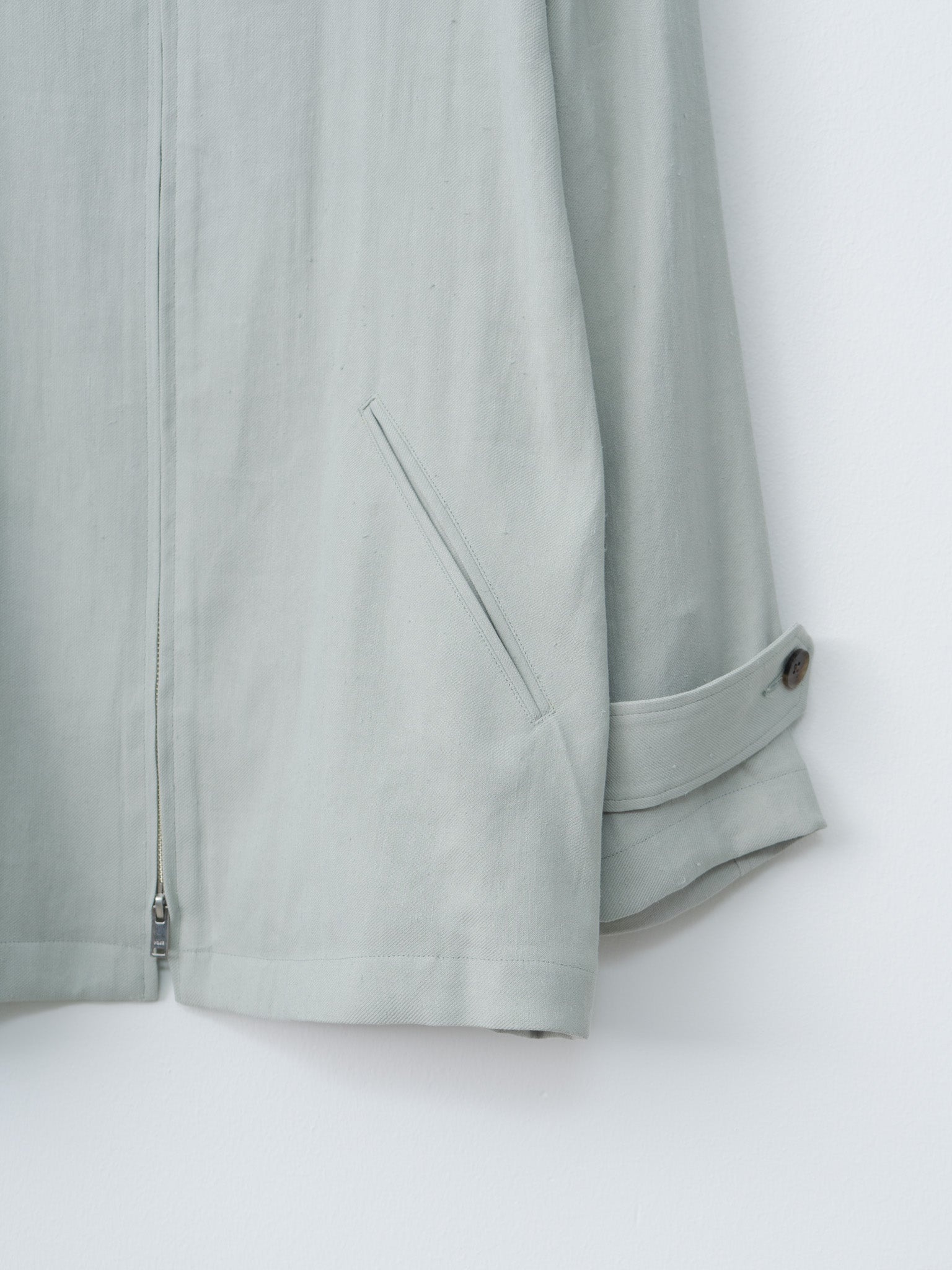 Linen Acetate Zip Blouson - Mist Green - 8