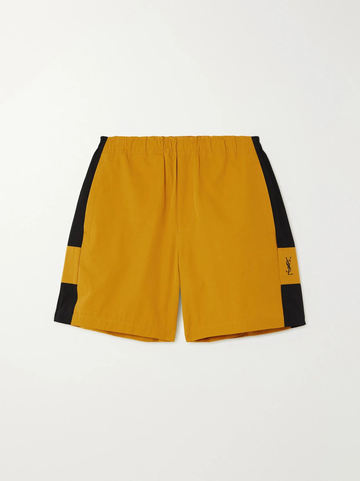 Embroidered Two-tone Cotton-twill Shorts - 1