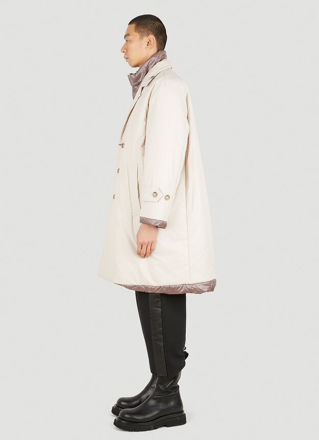 Reversible Quilted Car Coat in Beige - 3