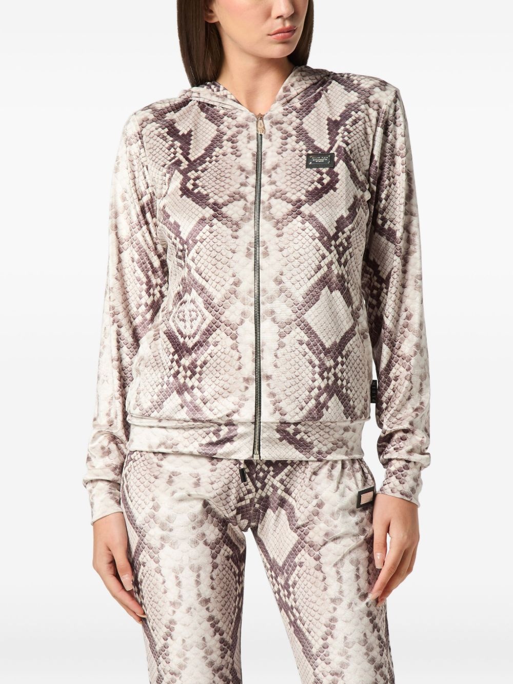 python-print zip-up hoodie - 3