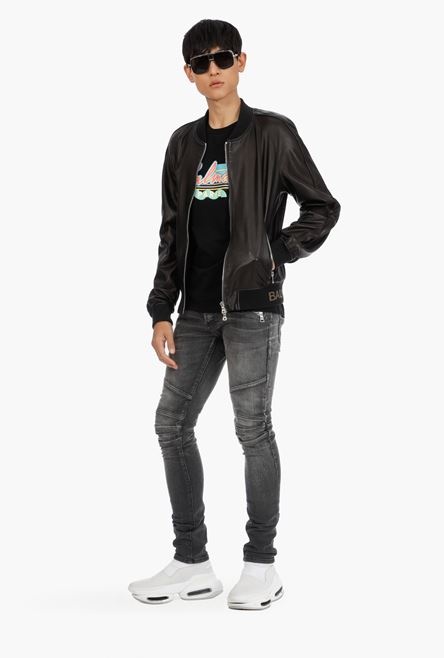 Slim-cut black cotton jeans - 2