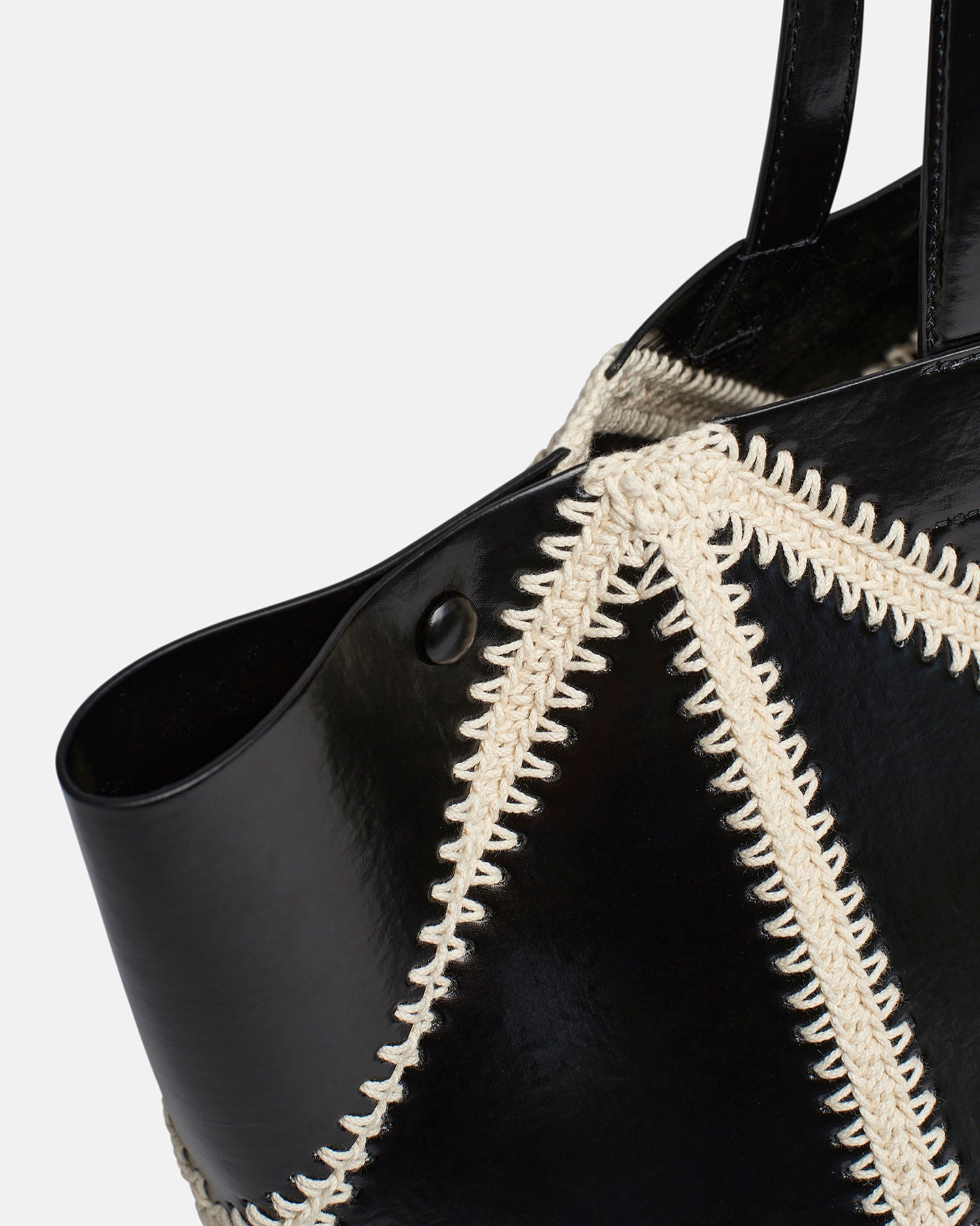 Patent Alt-Leather Crochet Tote - 5