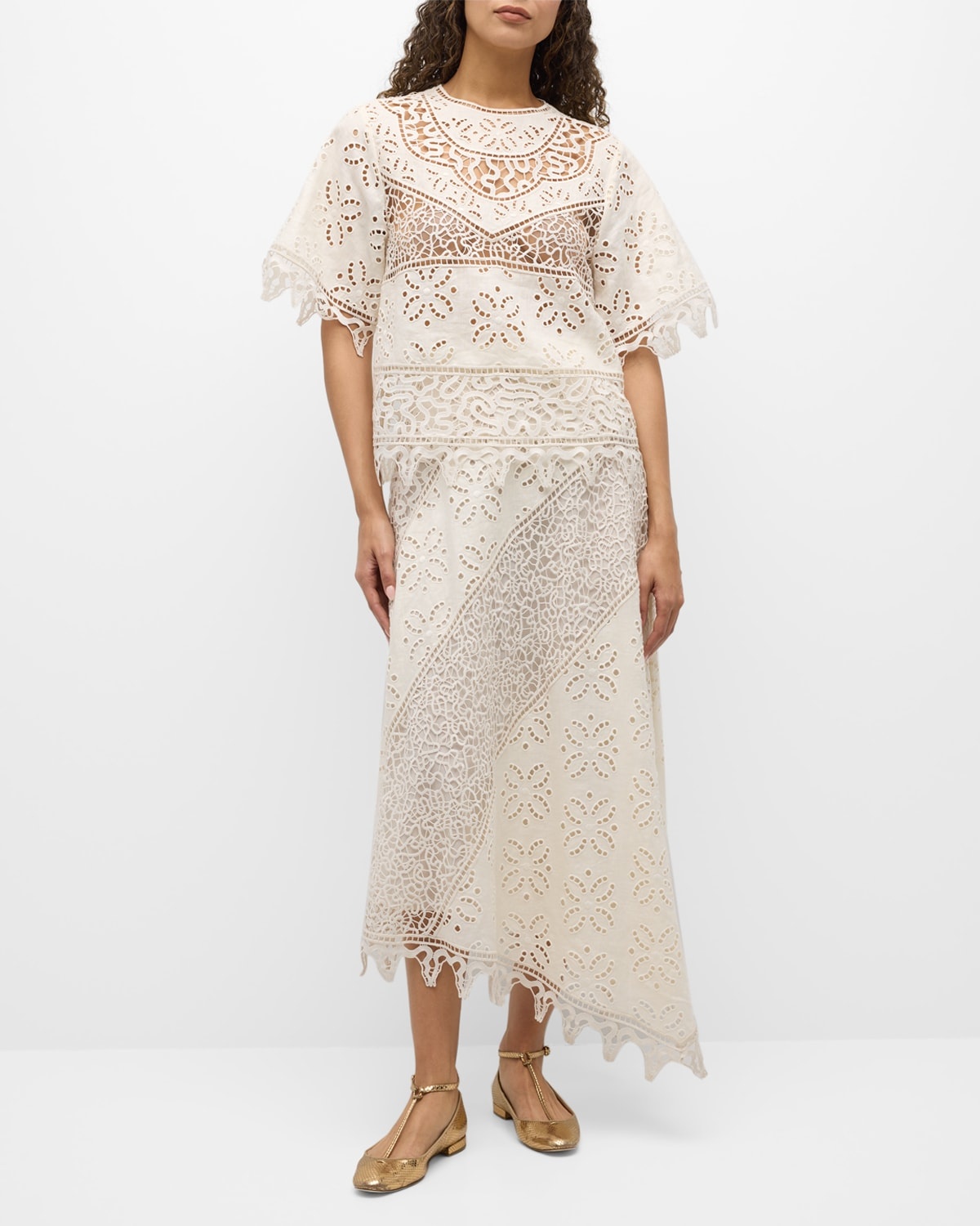 Aria Cutwork Embroidered Linen Blouse - 1