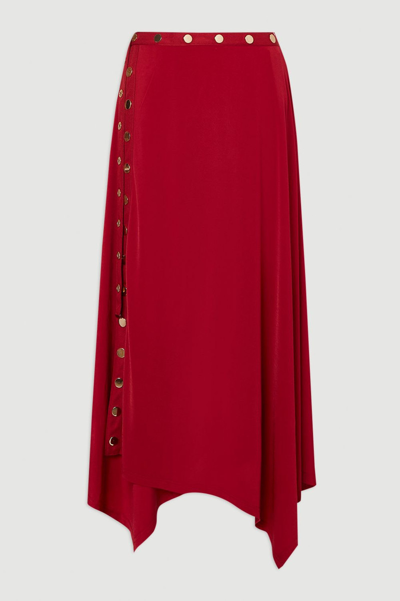 Plus Size Drapey Crepe Hanky Hem Eyelet Detail Maxi Skirt 4