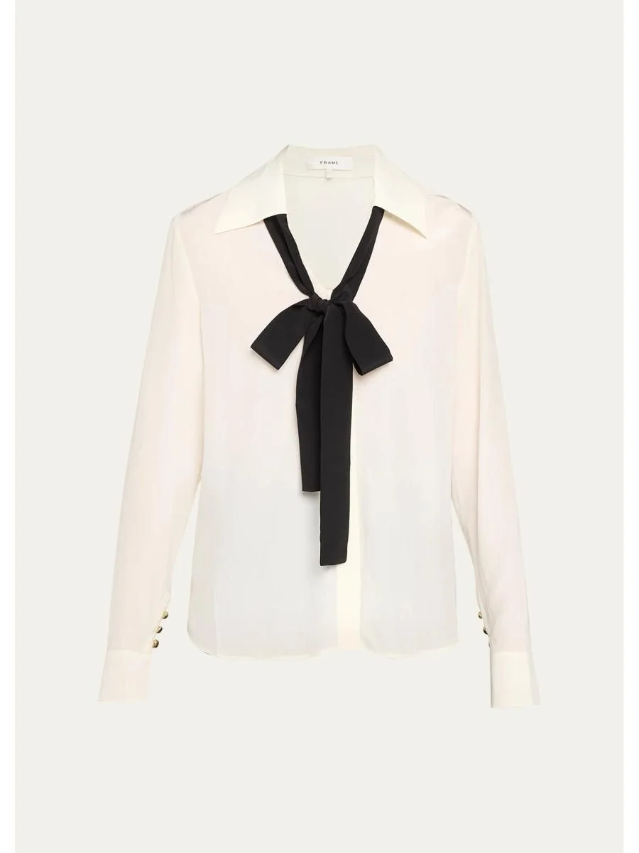 Point Collar Silk Shirt - 1