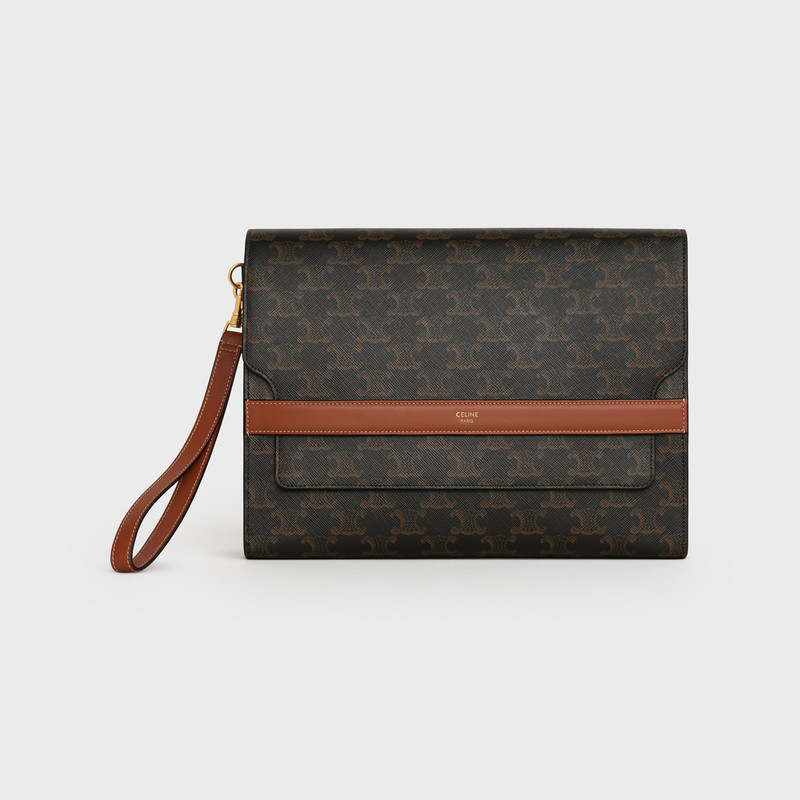 POUCH WITH FLAP in Triomphe Canvas and Lambskin 1