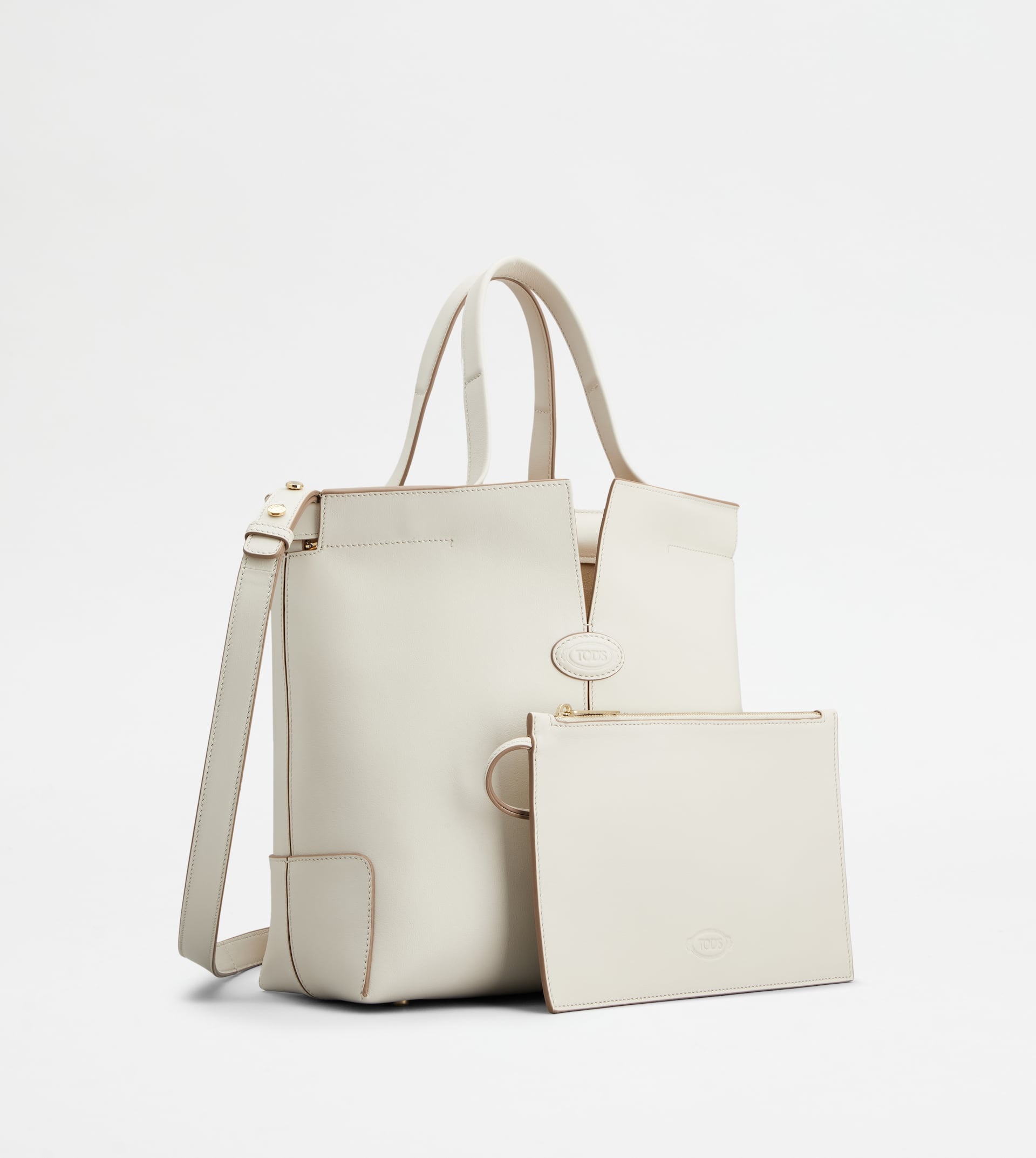 TOD'S DI BAG FOLIO IN LEATHER SMALL - OFF WHITE - 3