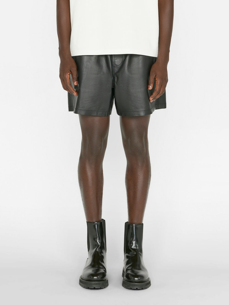 FRAME Volley Leather Short in Noir outlook