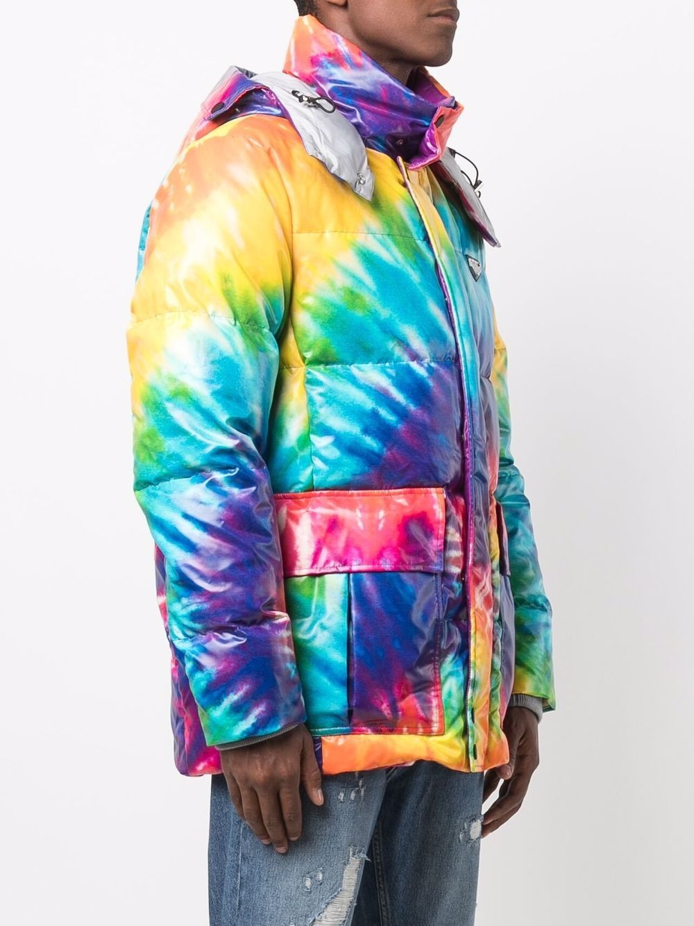 tie dye-print puffer coat - 3