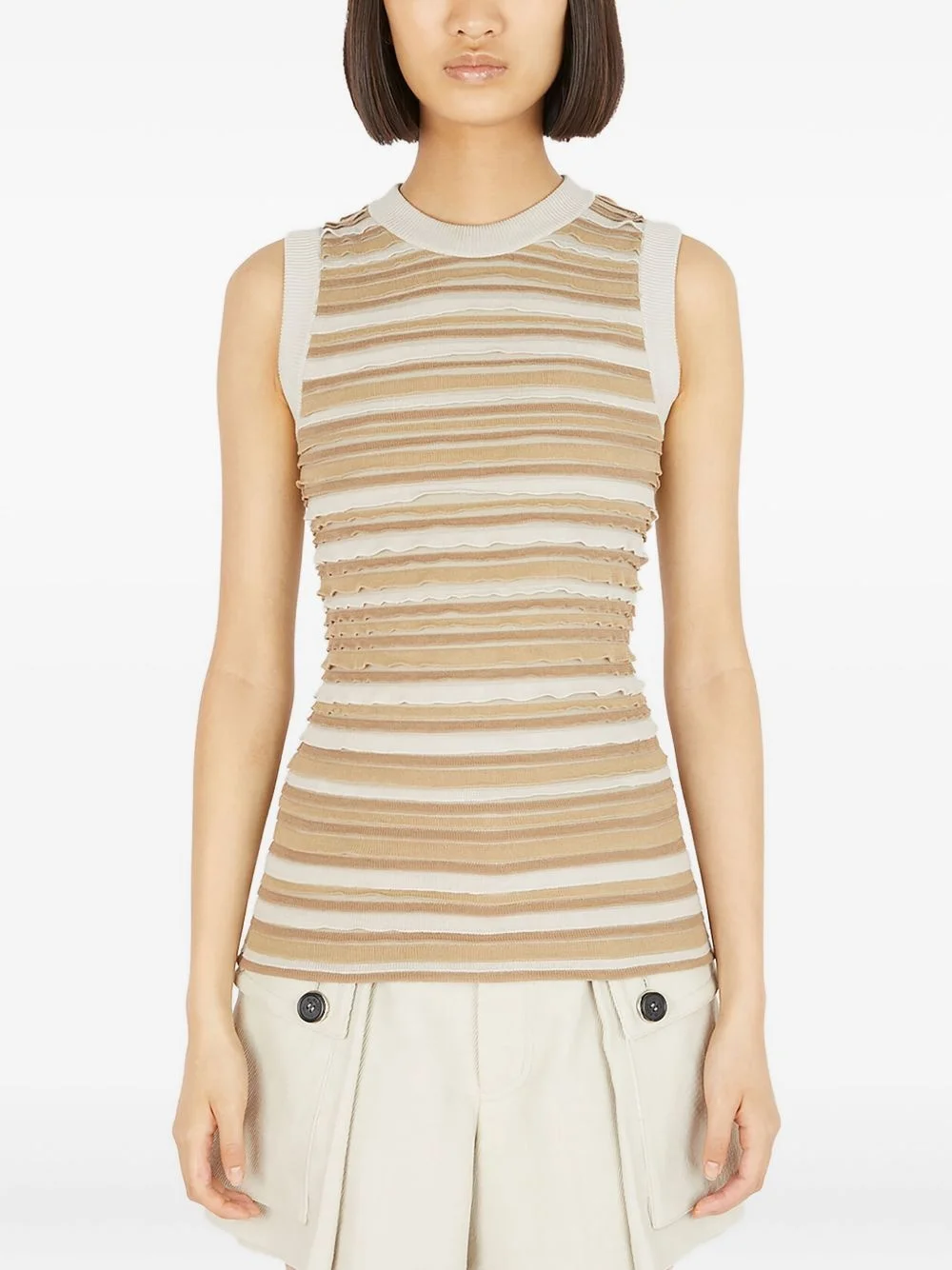 striped ruffled tank top - 1