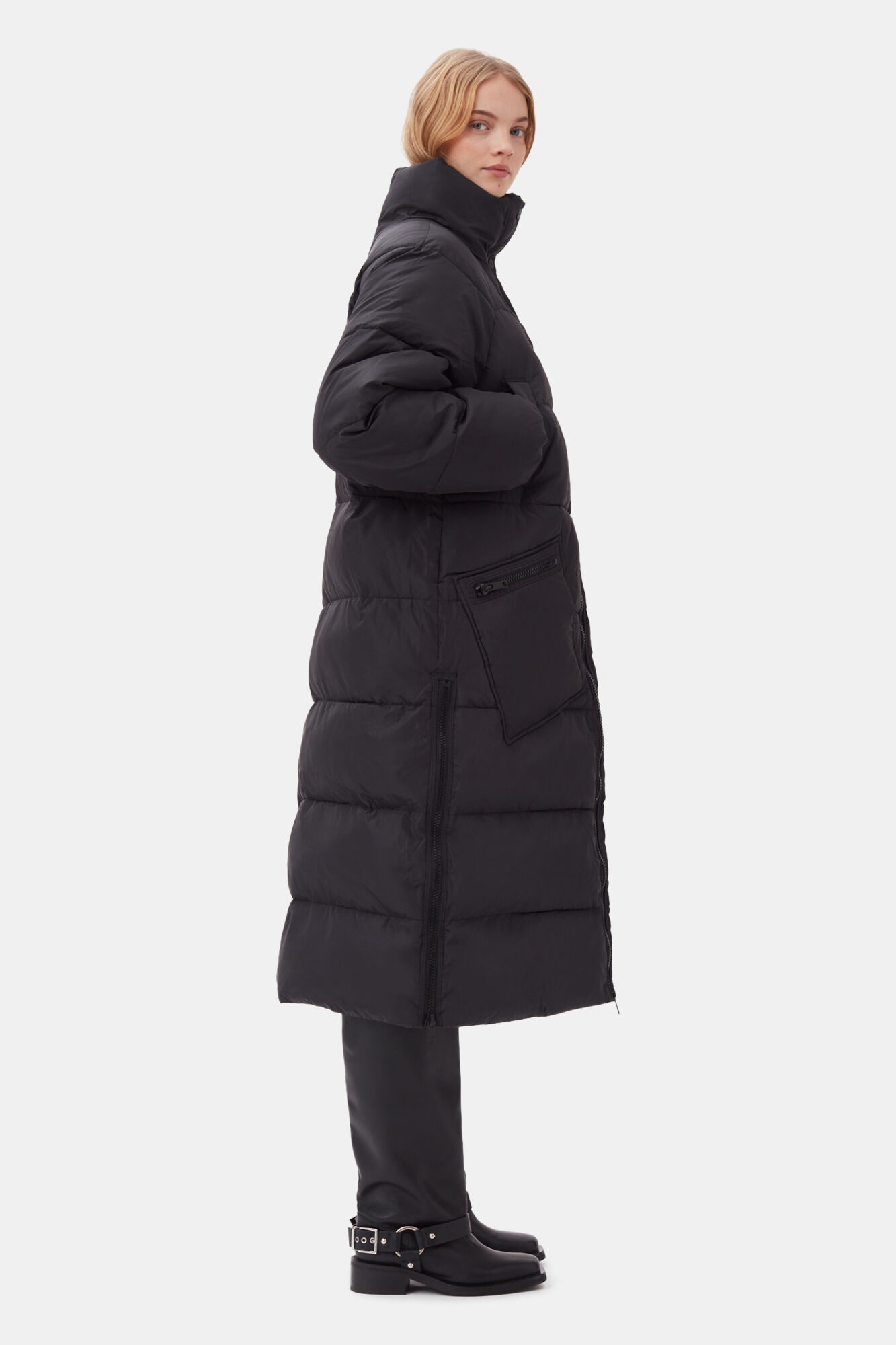 BLACK TECH PUFFER COAT - 4