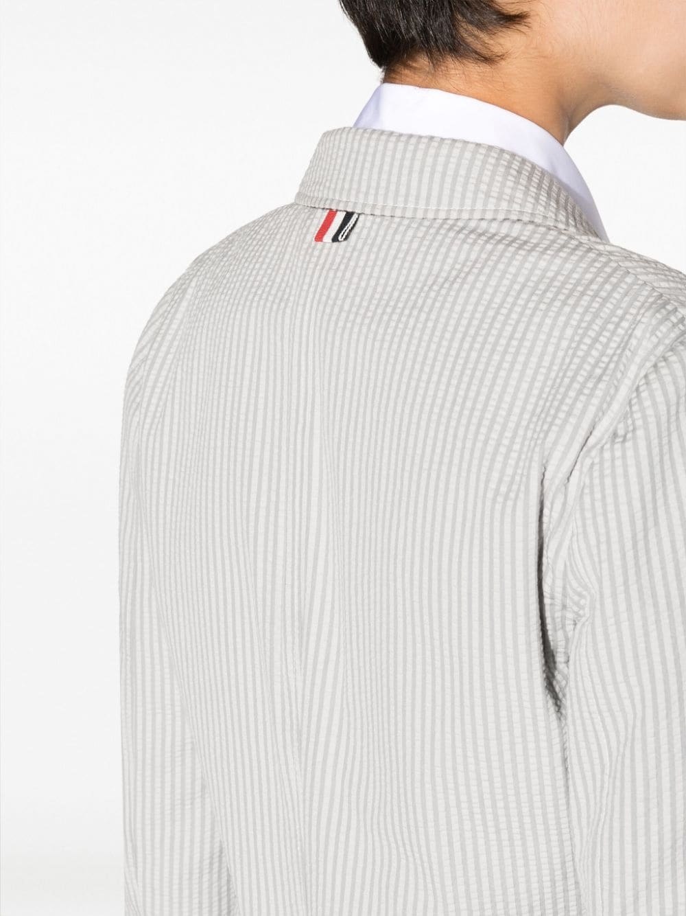 striped seersucker single-breasted blazer - 5