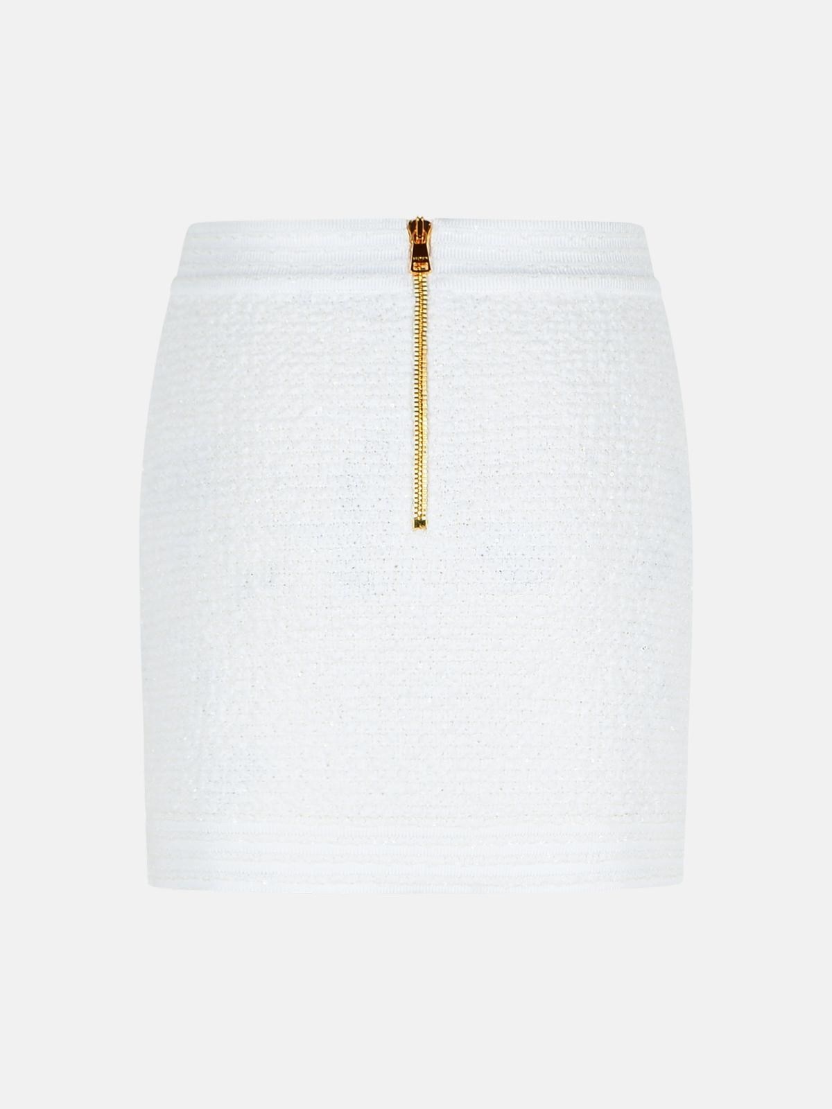 WHITE COTTON BLEND MINISKIRT - 3