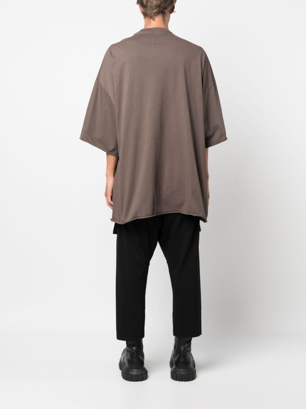 round-neck unfinished cotton T-shirt - 4