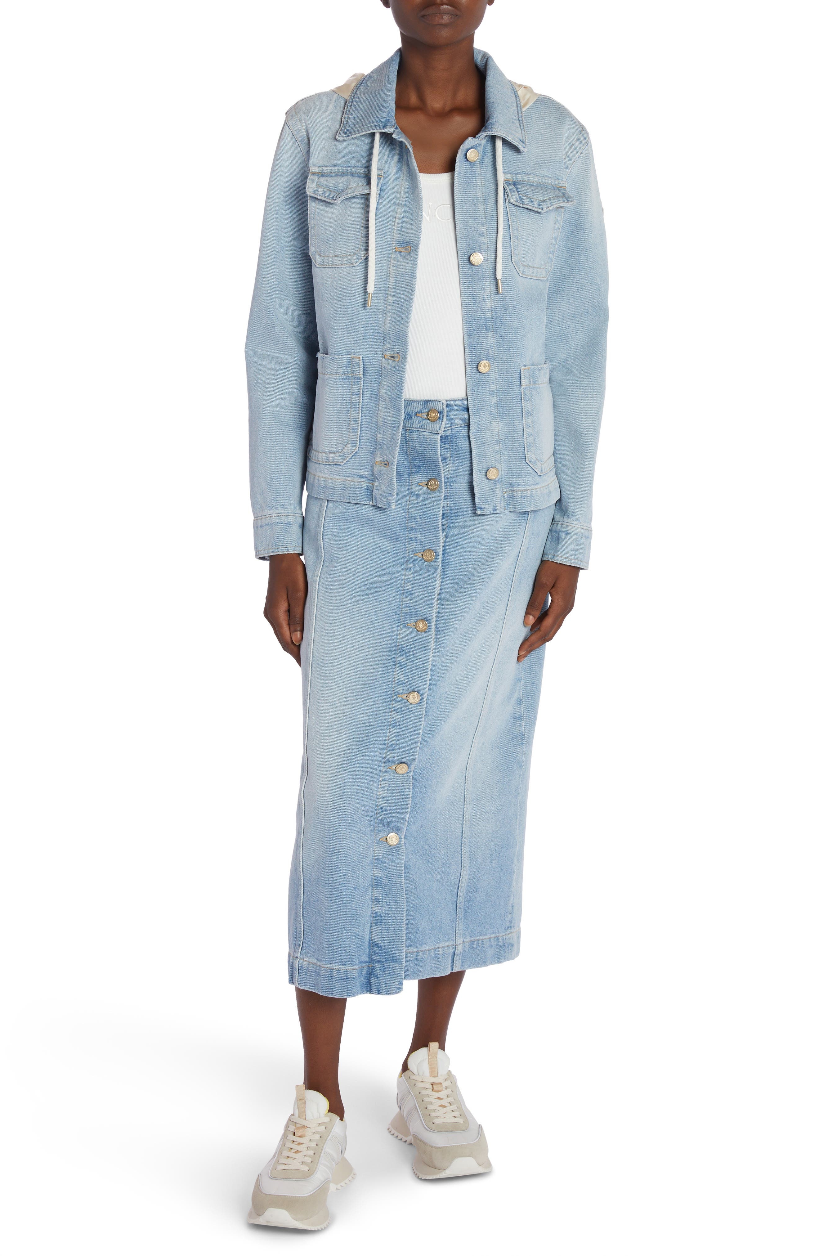 Cotton Denim Midi Skirt - 2