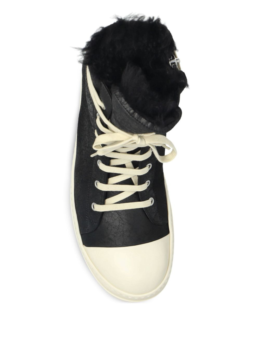 shearling-lined lace-up sneakers - 3
