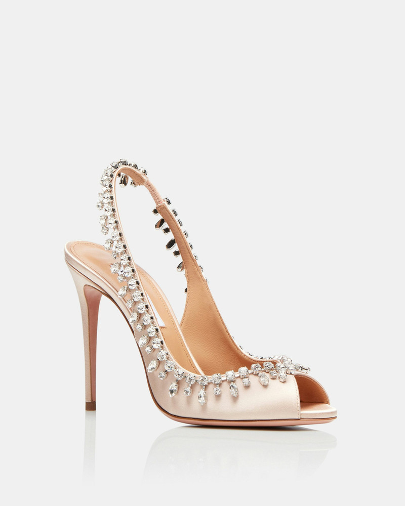 AQUAZZURA Temptation Crystal Satin Sandal 105 outlook