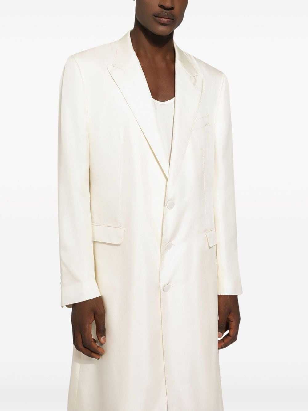 single-breasted silk coat - 5