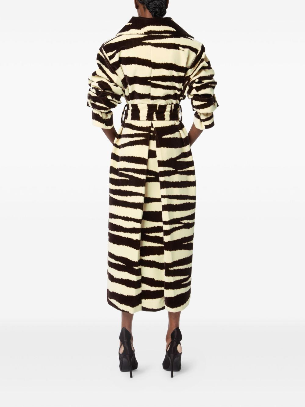 zebra-print belted coat - 4