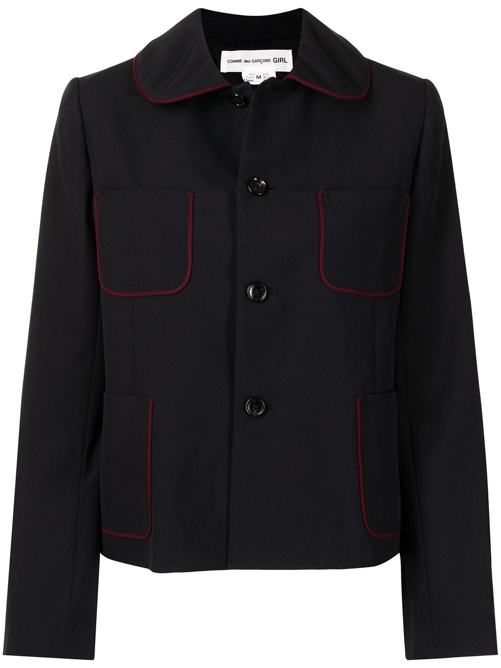 piped-trim shirt jacket - 1