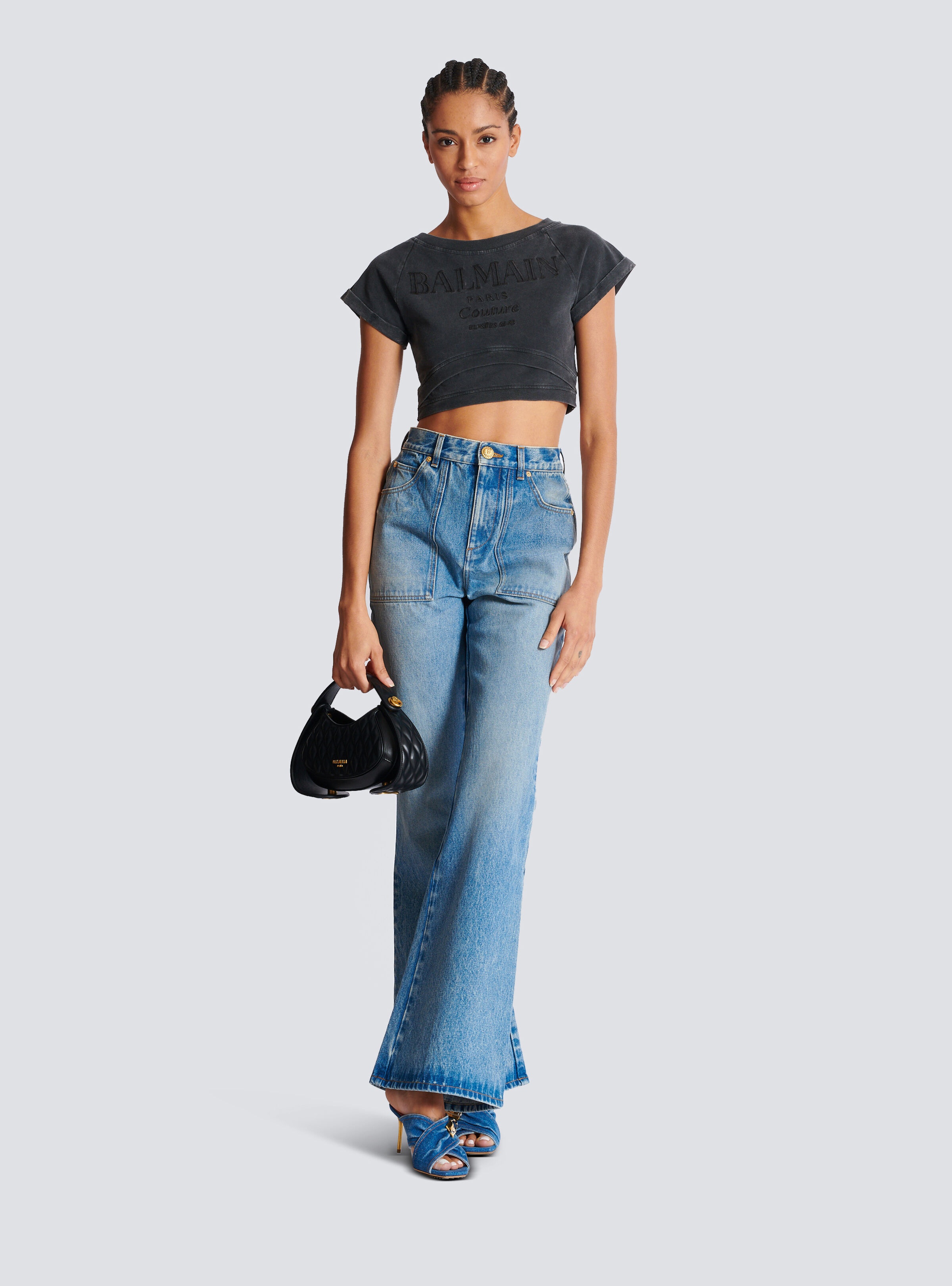 Cropped Balmain Couture embroidered T-shirt - 3