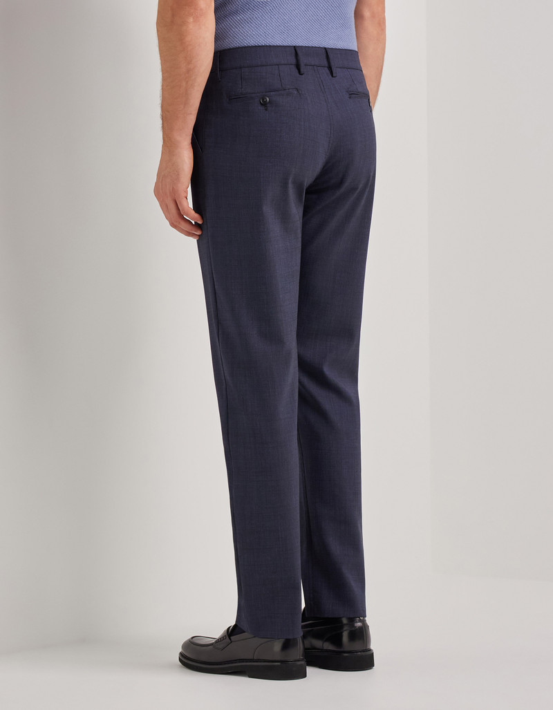 DENIM BLUE TAPERED CHINOS IN COMFORT WOOL 3