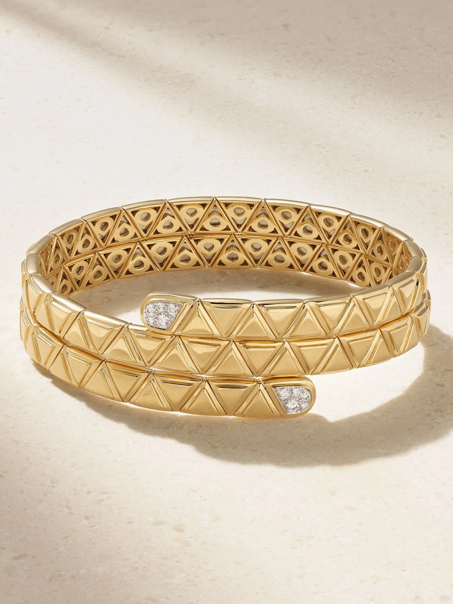 Triangolini Triple 18-karat gold diamond bangle Gold - 1