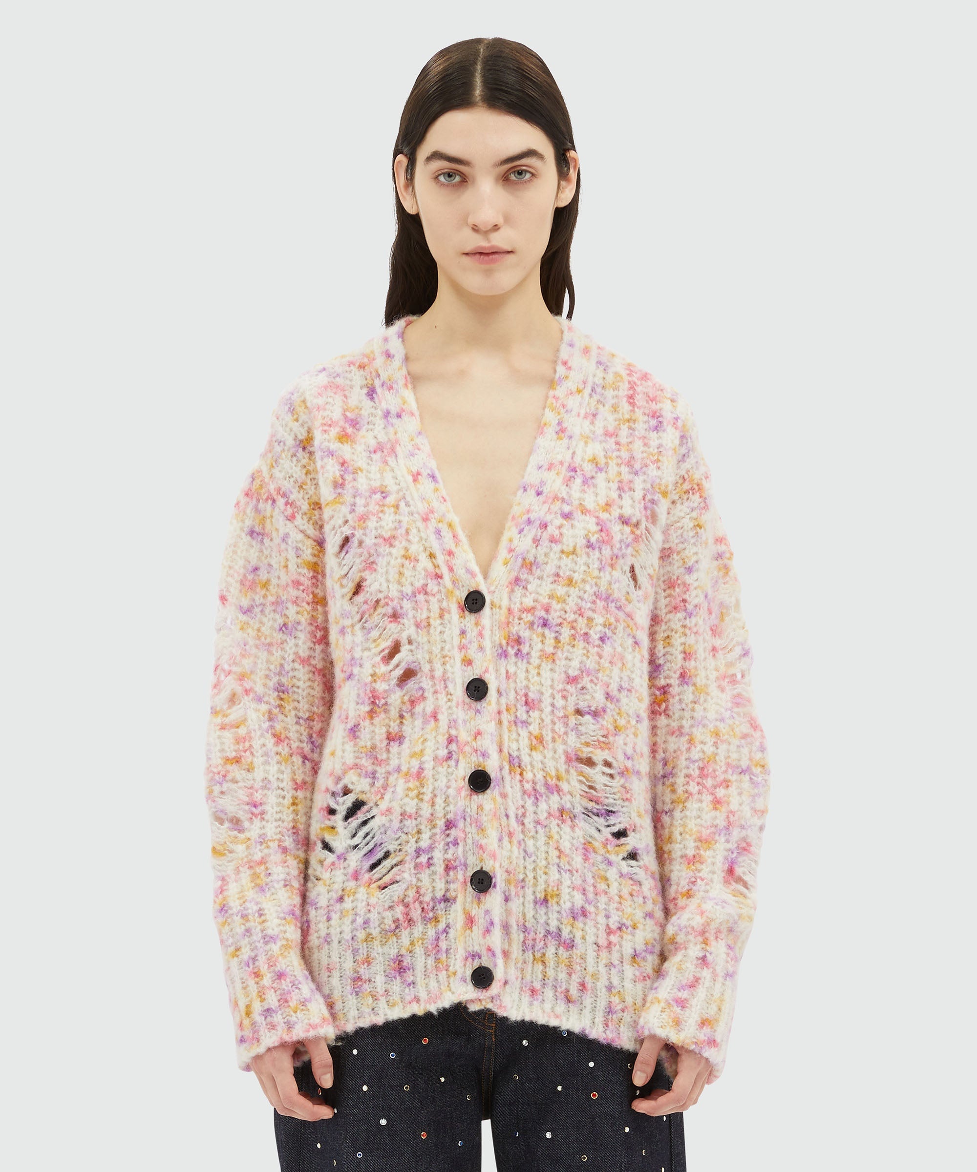 Multicolor alpaca and wool cardigan - 2