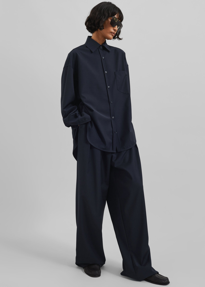 Georgia Wool Blend Shirt - Dark Navy 5