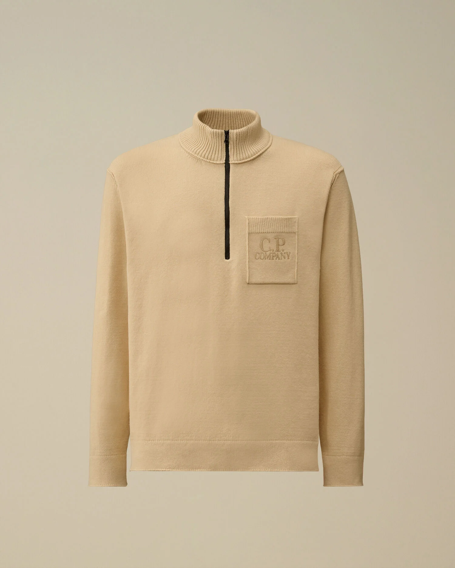 Soft Cotton Stretch Chest Pocket Half Zip Sweater - 1