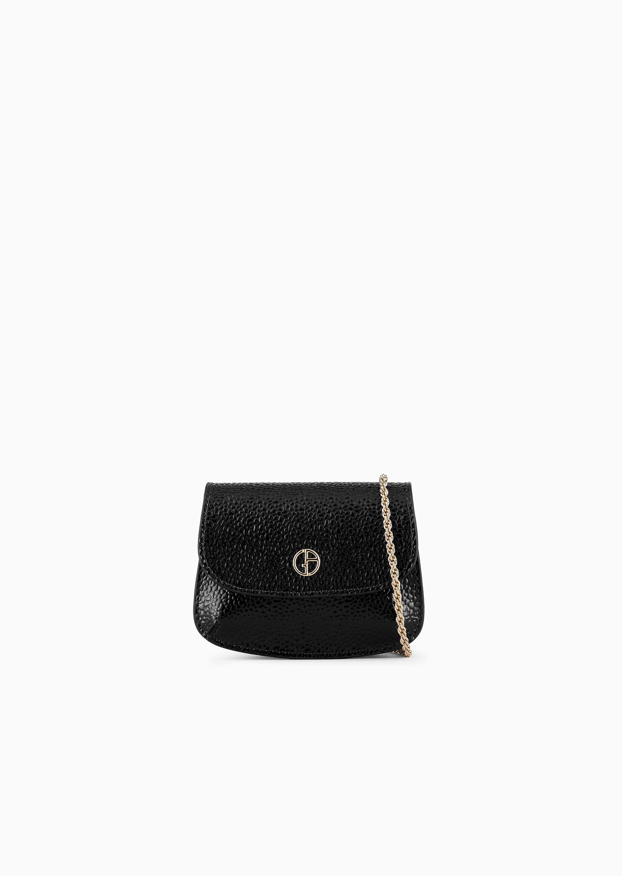 La Prima pebbled patent-leather mini bag with charm - 1