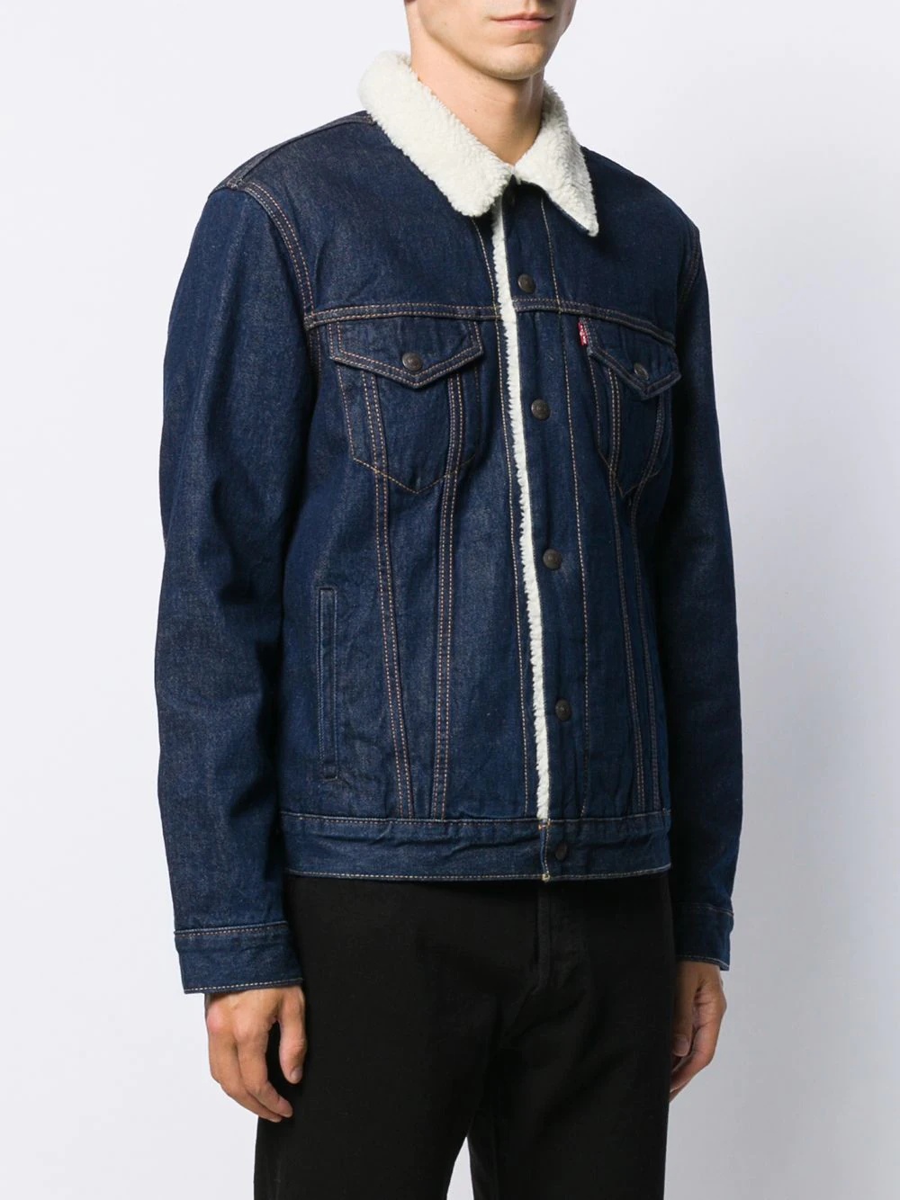 shearling denim jacket - 3