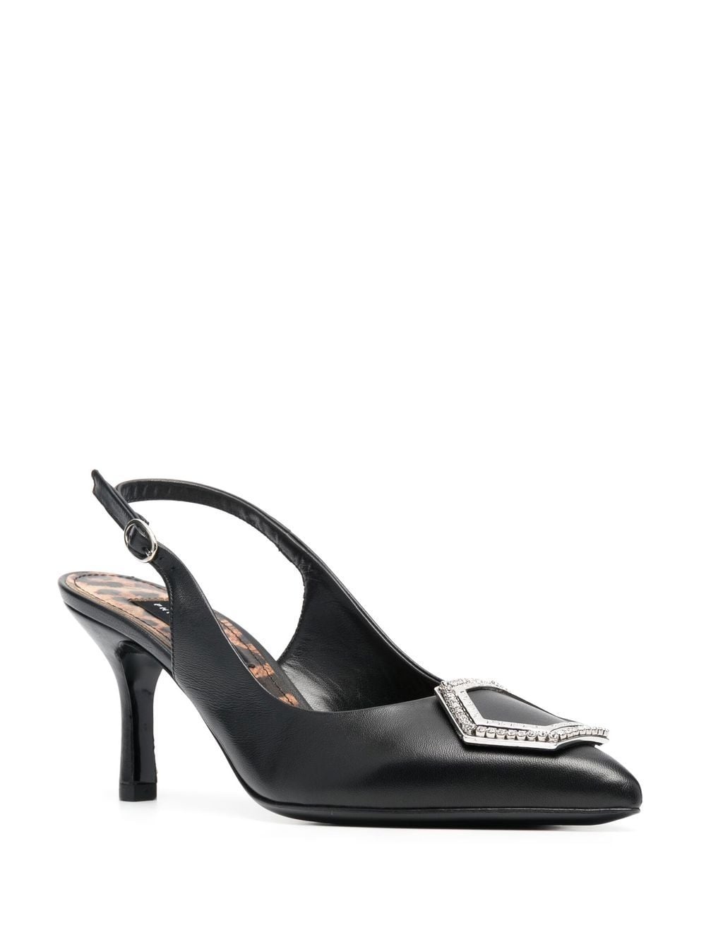 hexagonal-detail leather slingbacks - 2