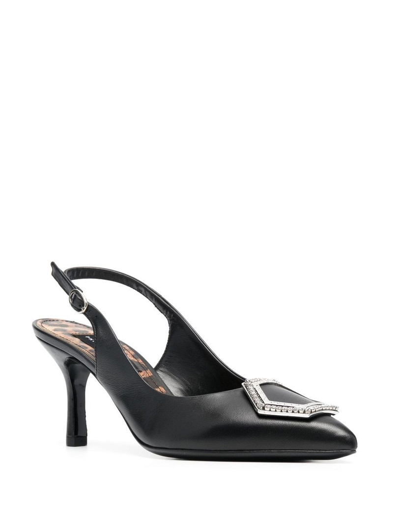 PHILIPP PLEIN hexagonal-detail leather slingbacks outlook