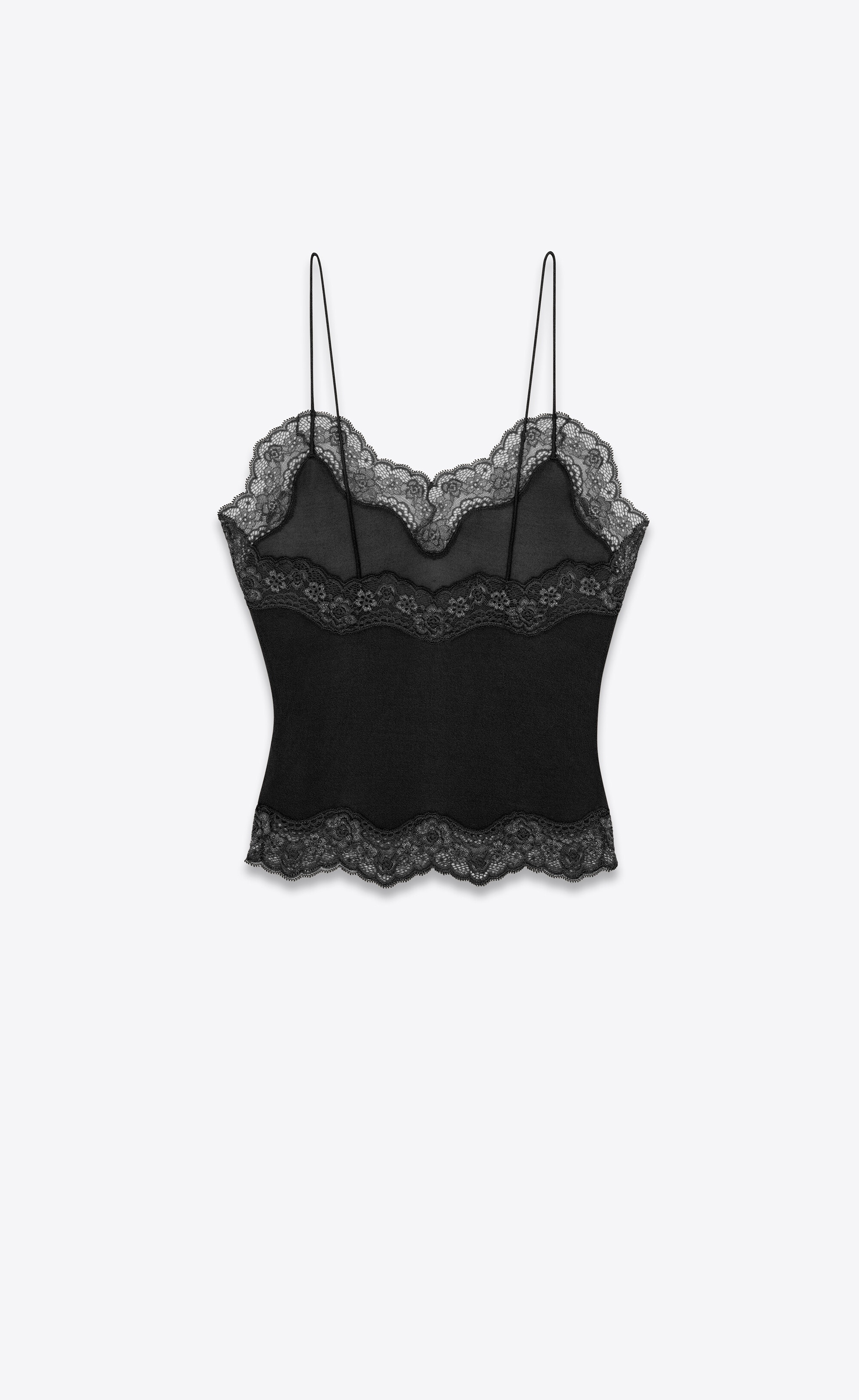 Lace-trimmed jersey voile camisole - 3