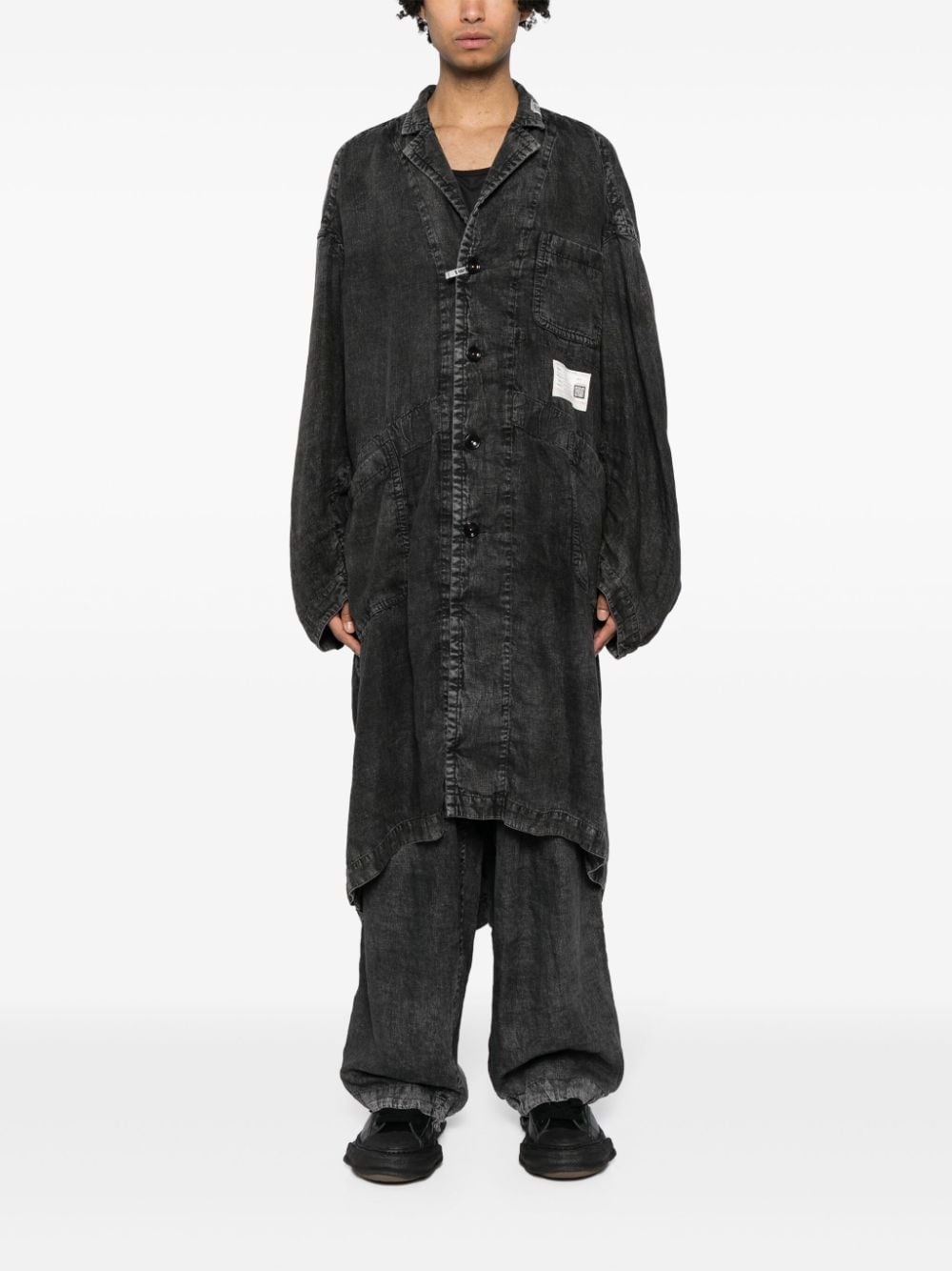 single-breasted linen coat - 2