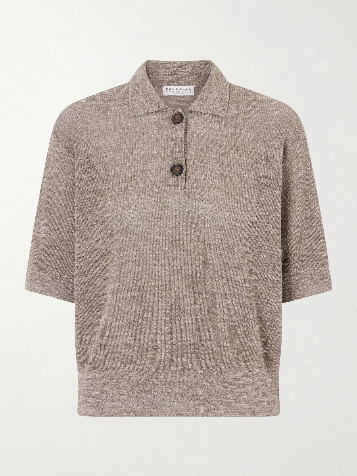 Metallic-knit Polo Shirt - 1