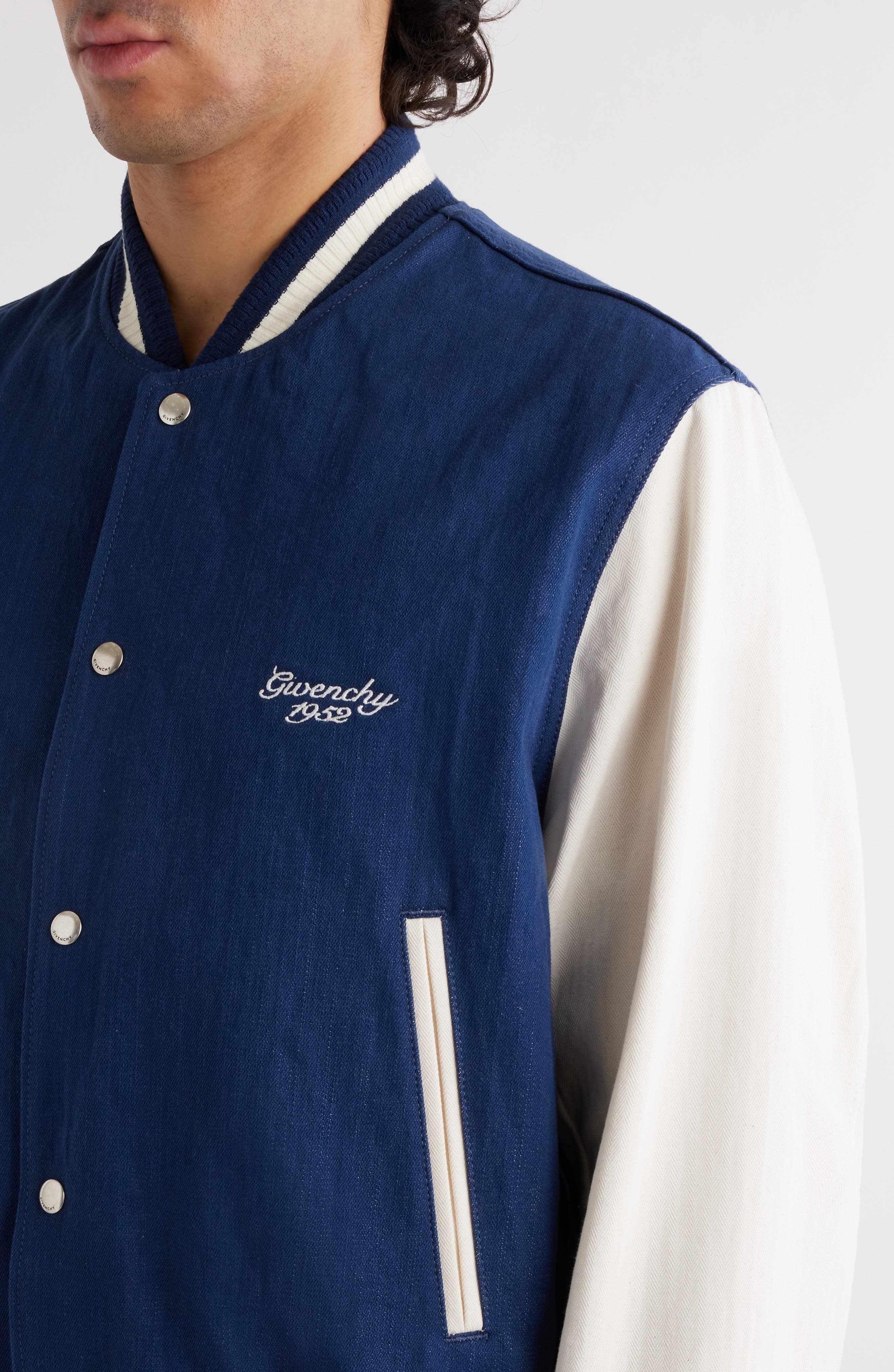 Givenchy Bicolor Cotton Varsity Jacket in Blue/White at Nordstrom - 4