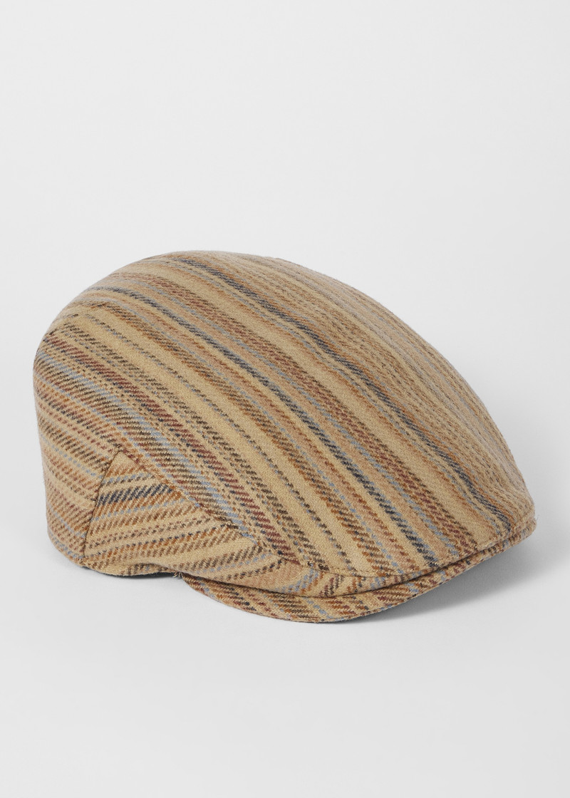 Paul Smith Beige 'Signature Stripe' Flat Cap outlook